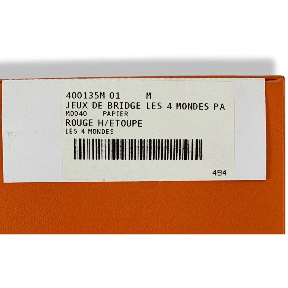 Hermes Rouge H/Etoupe Set of 2 decks LES 4 MONDES BRIDGE Playing Cards, BNWTIB! - poupishop