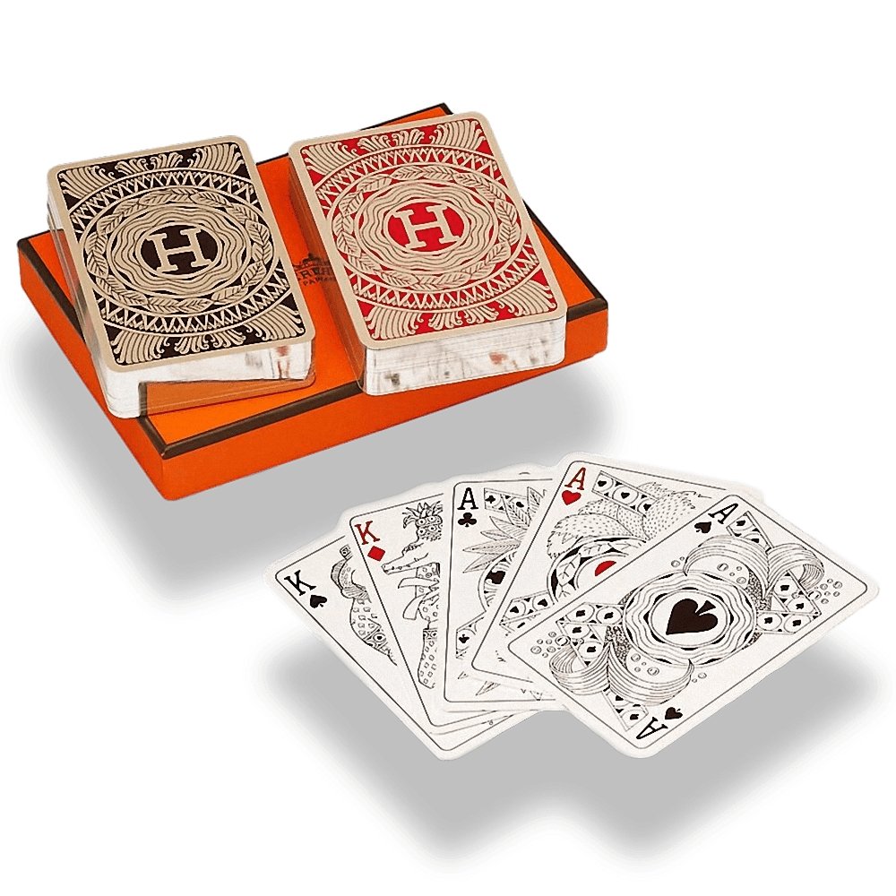 Hermes Rouge H/Etoupe Set of 2 decks LES 4 MONDES BRIDGE Playing Cards, BNWTIB! - poupishop