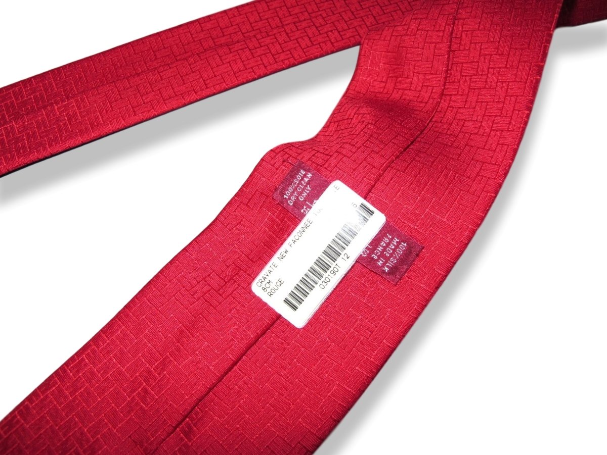 Hermes Rouge NEW FACONNEE Jacquard Twill Silk Tie 8 cm, BNWT! - poupishop