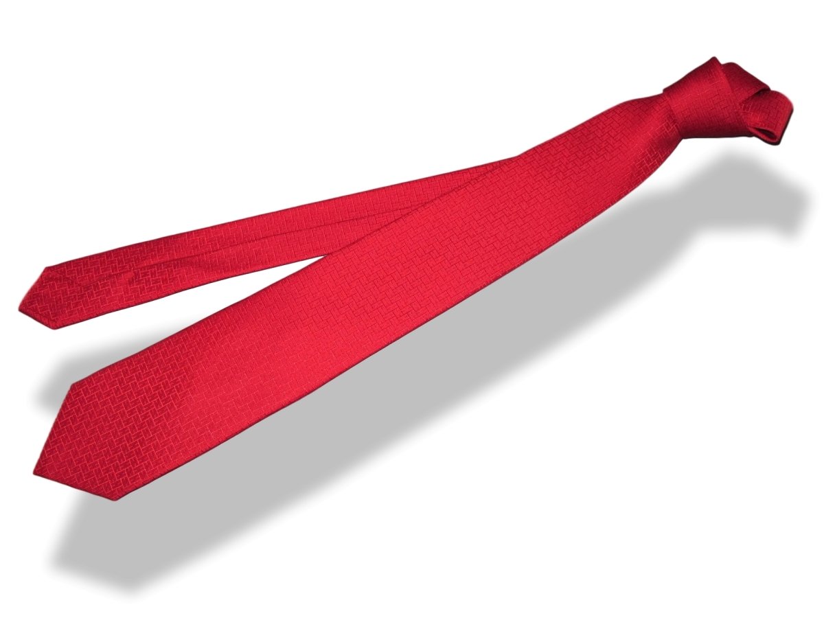 Hermes Rouge NEW FACONNEE Jacquard Twill Silk Tie 8 cm, BNWT! - poupishop