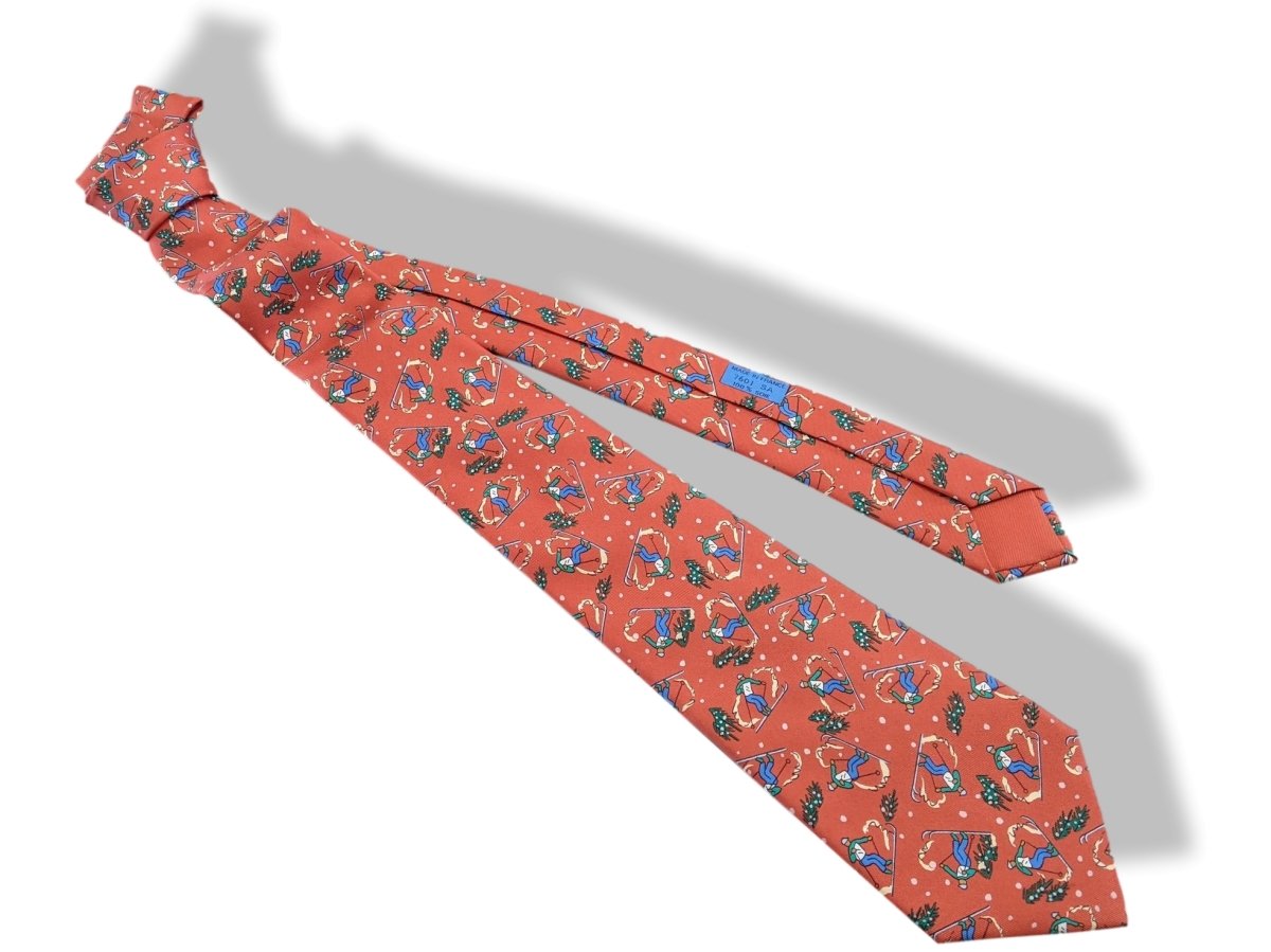 Hermes Rouge/Bleu/Vert Twill Silk Tie SKI ALPIN , Nr 7601 SA 9cm, Mint in Box! - poupishop