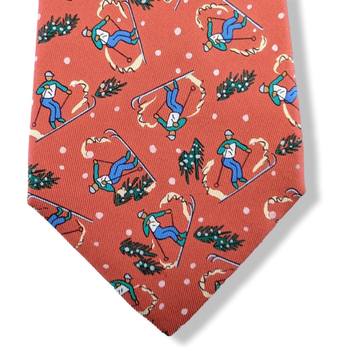 Hermes Rouge/Bleu/Vert Twill Silk Tie SKI ALPIN , Nr 7601 SA 9cm, Mint in Box! - poupishop
