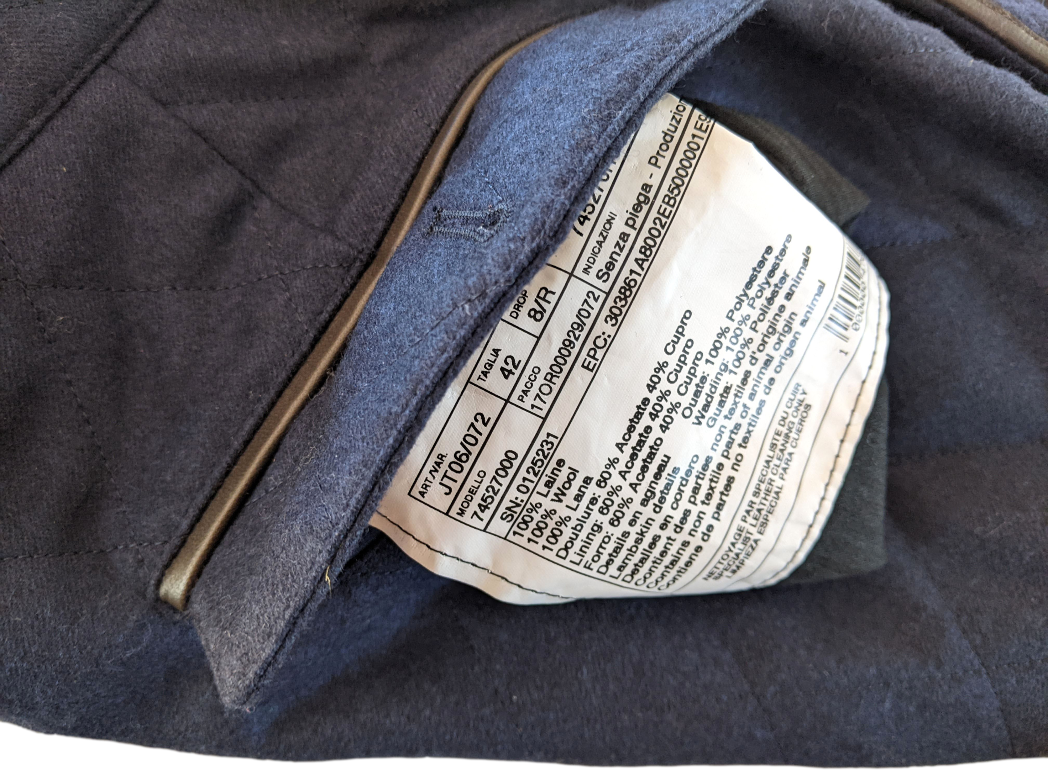 Hermes Bleu Pilote "Saint Germain" Quilted Wool Men's Pants Sz42 with Hem to do