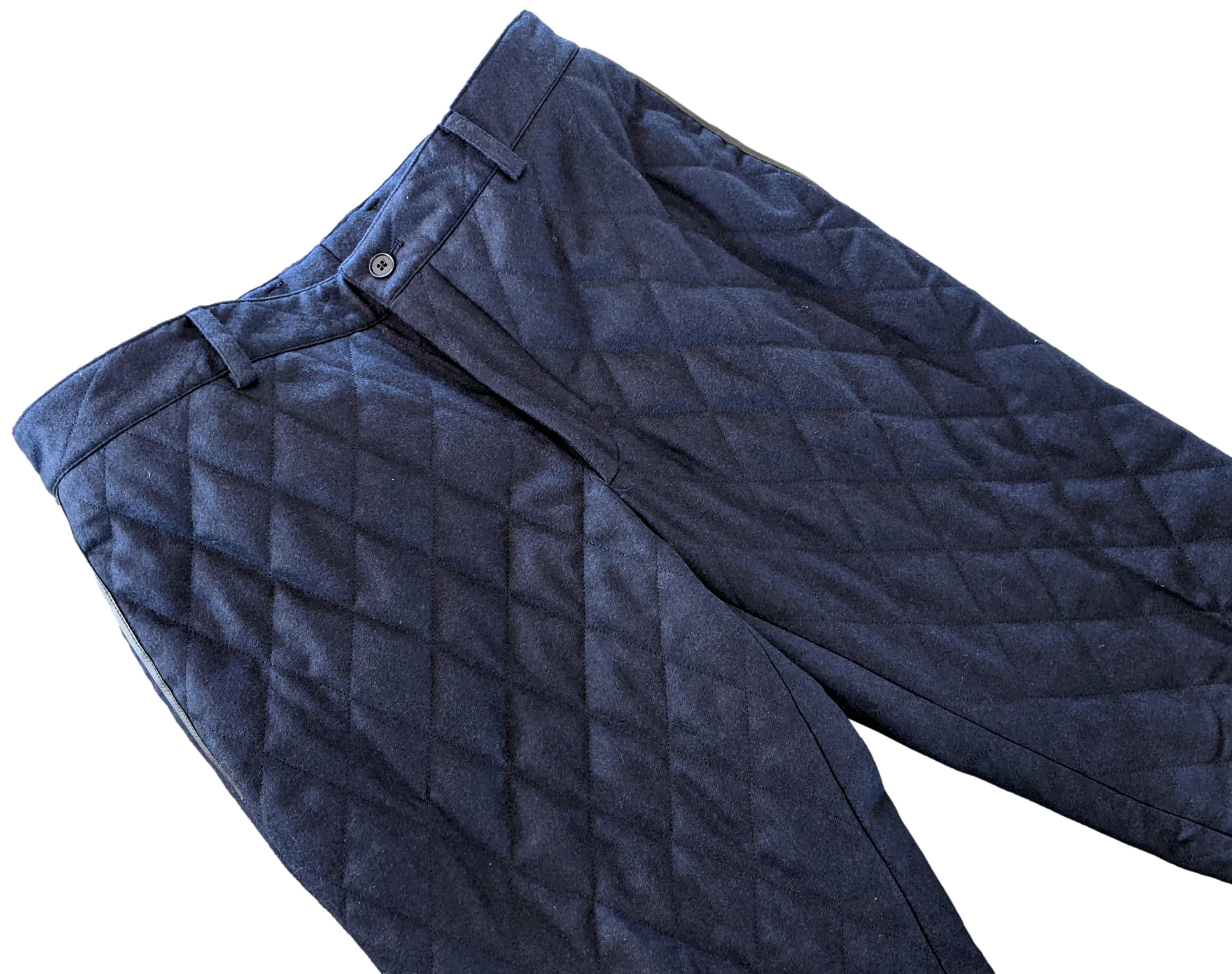 Hermes Bleu Pilote "Saint Germain" Quilted Wool Men's Pants Sz42 with Hem to do