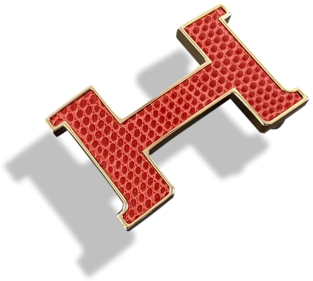 Hermes Sanguine/Plated Gold MINI CONSTANCE MARQUETEE LEZARD Buckle 24 mm, New with Pochette and White Box!! - poupishop