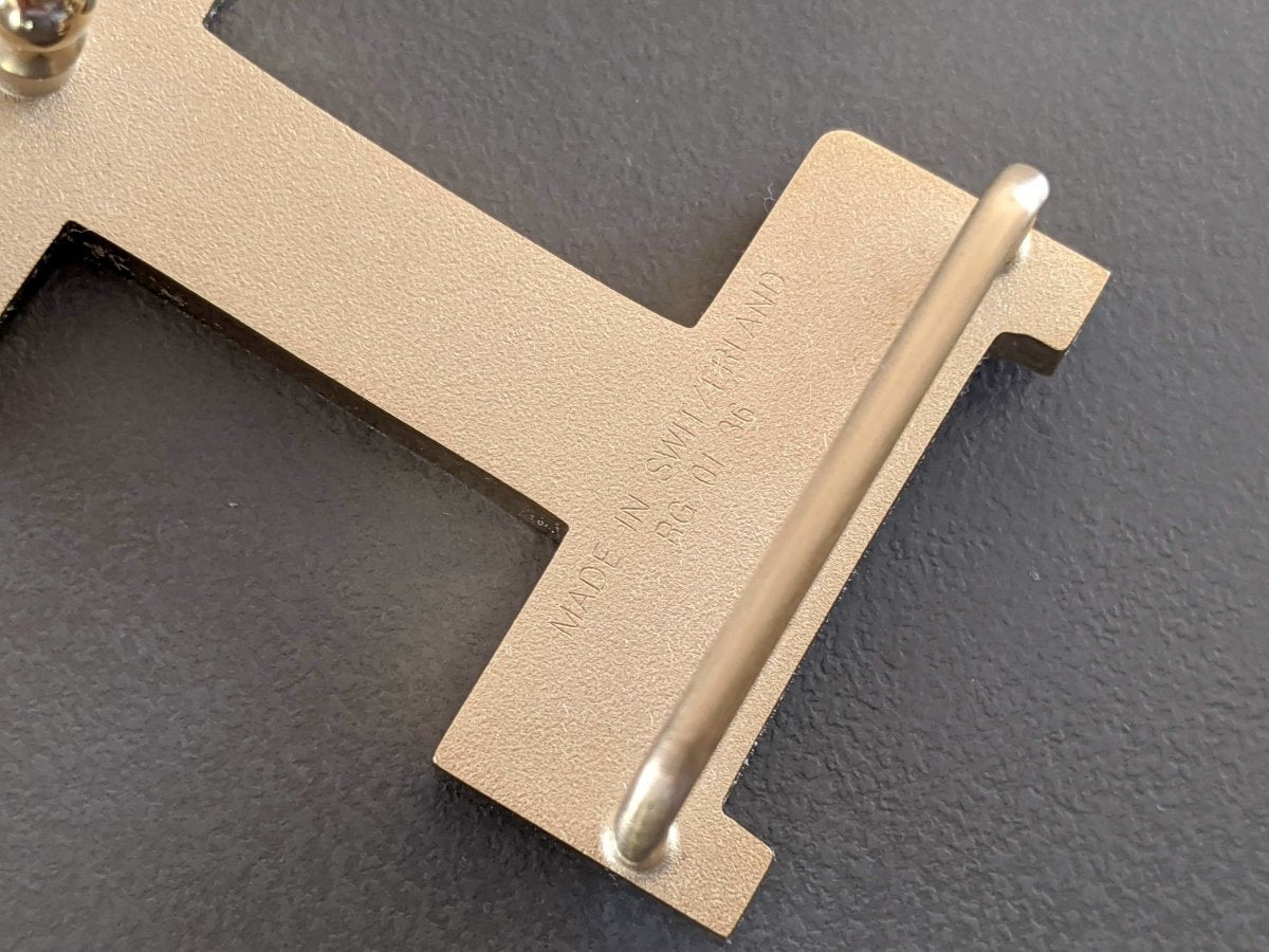 Hermes Sanguine/Plated Gold MINI CONSTANCE MARQUETEE LEZARD Buckle 24 mm, New with Pochette and White Box!! - poupishop