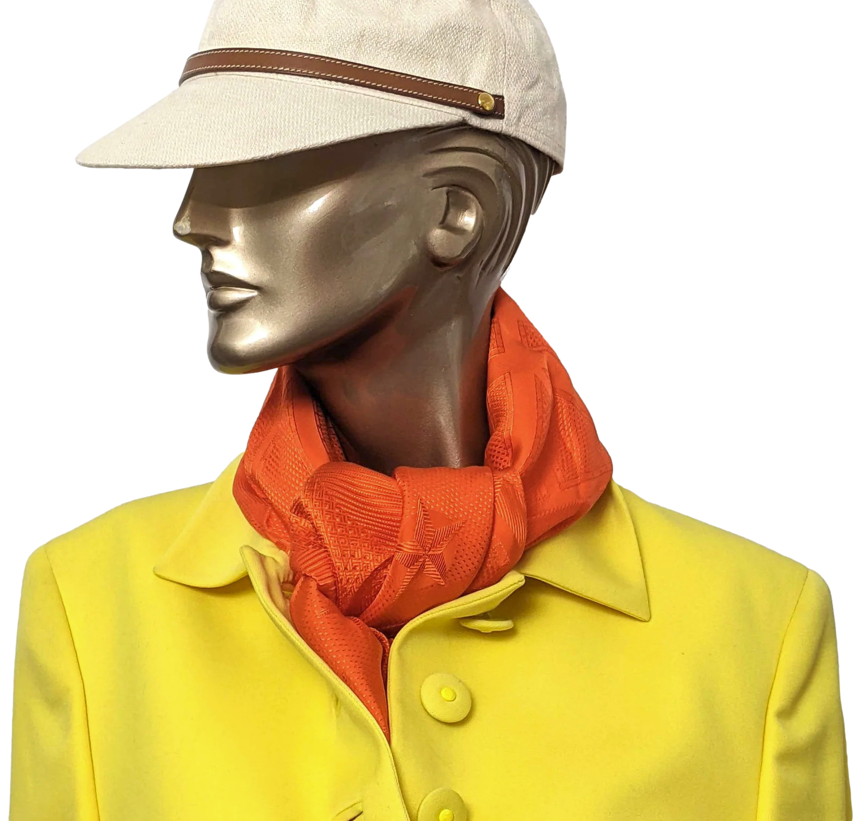 Hermes 2012 Orange Poppy "Sellier" Monochrome Jacquard Silk 90cm