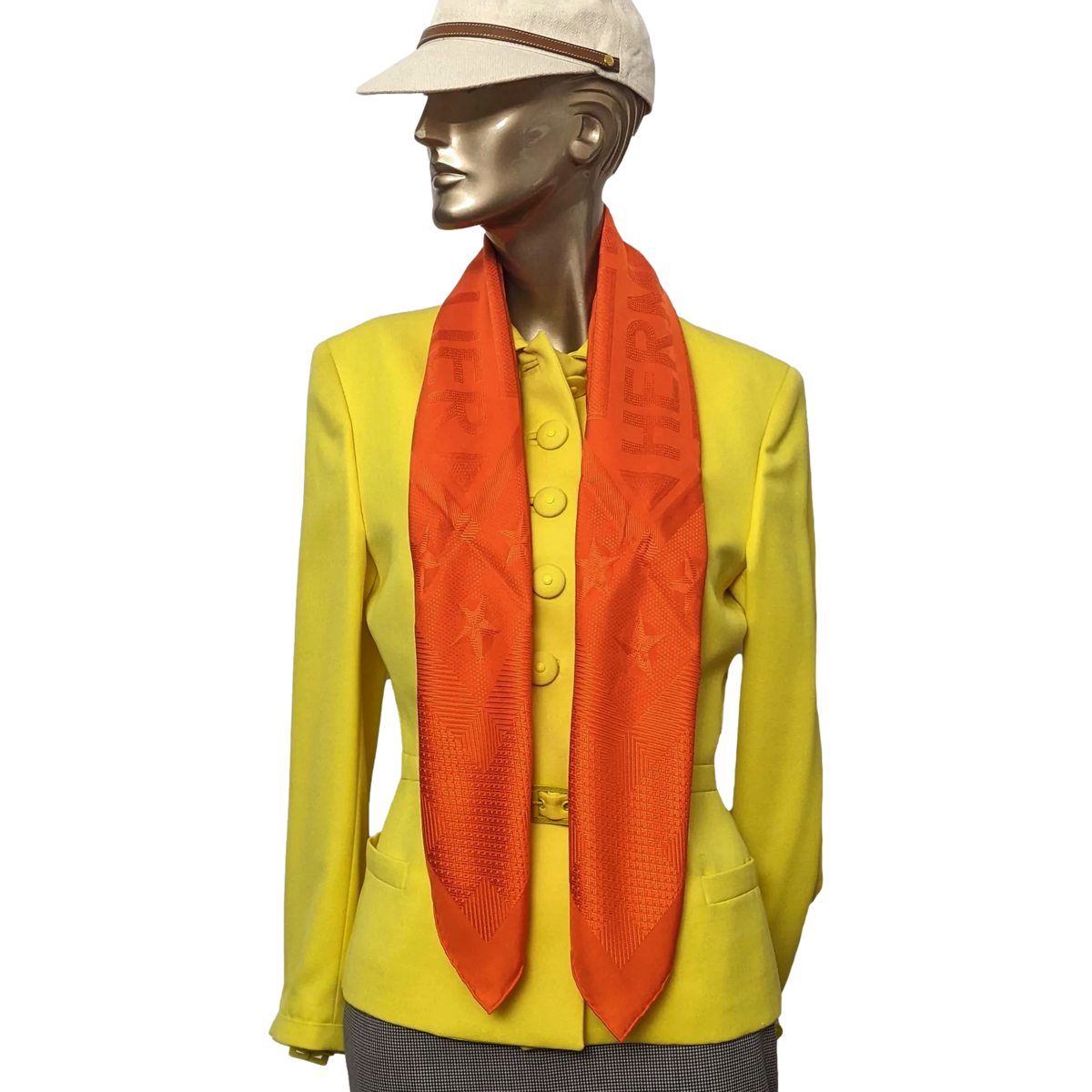 Hermes 2012 Orange Poppy "Sellier" Monochrome Jacquard Silk 90cm