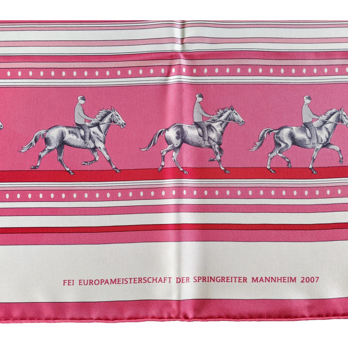Hermes 2007 Rose/Blanc/Gris Special Issue "Sequence FEI" by Caty Latham Twill 90cm