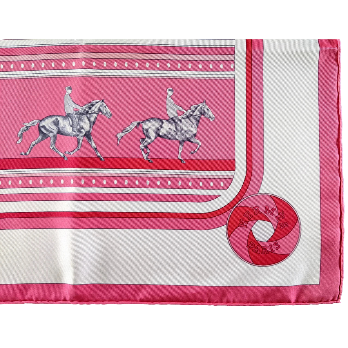 Hermes 2007 Rose/Blanc/Gris Special Issue "Sequence FEI" by Caty Latham Twill 90cm
