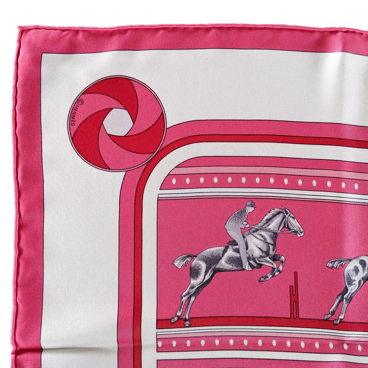 Hermes 2007 Rose/Blanc/Gris Special Issue "Sequence FEI" by Caty Latham Twill 90cm