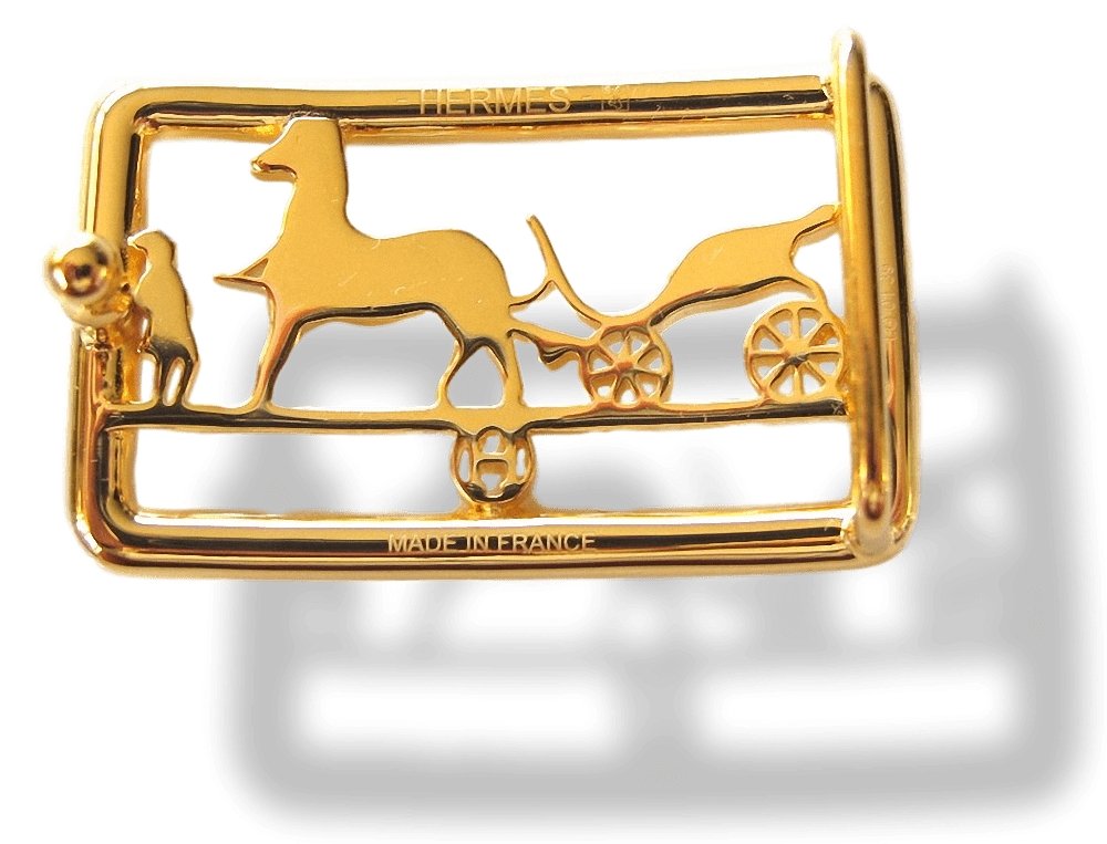 Hermes Shiny Plated Gold Caleche Buckle PM 24 mm, New! - poupishop