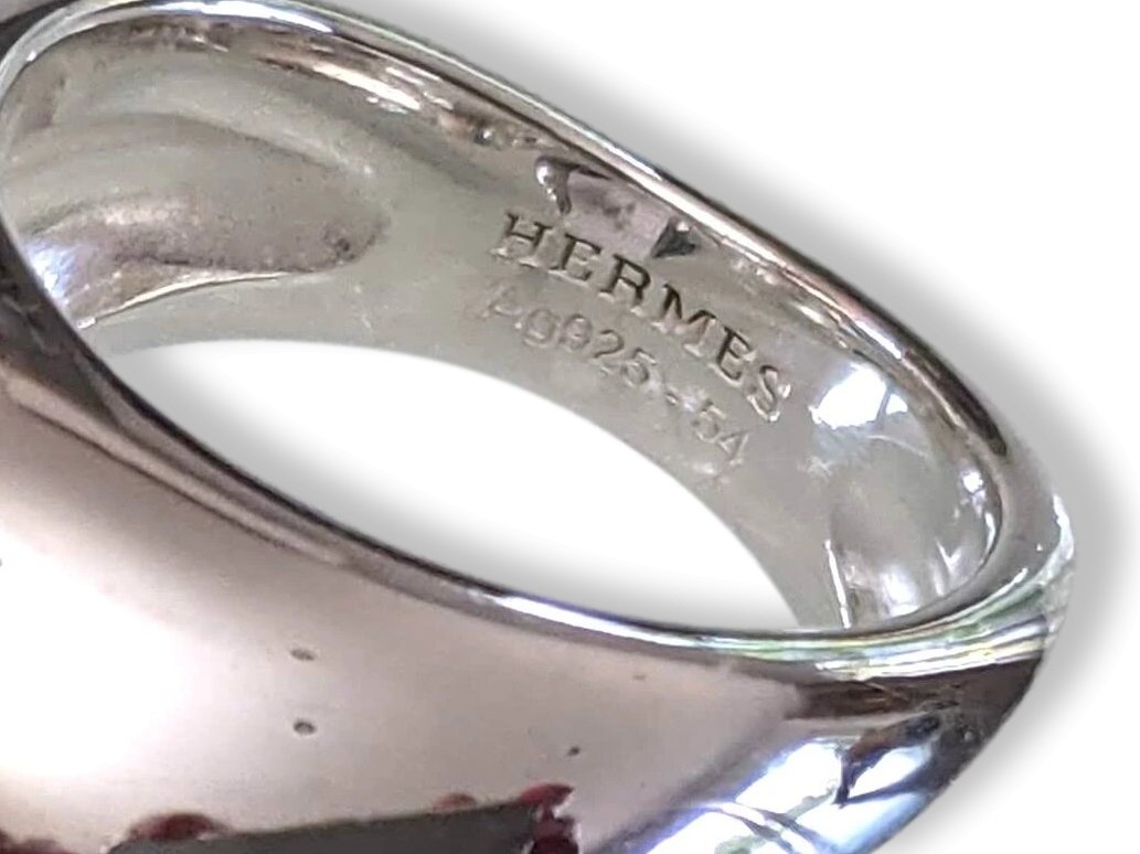 Hermes Shiny Sterling Silver 925 Rodeo Ring TGM, Sz 54, New! - poupishop