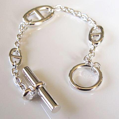 Hermes Shiny Sterling Silver Farandole Unisex Bracelet LG, NIB! - poupishop