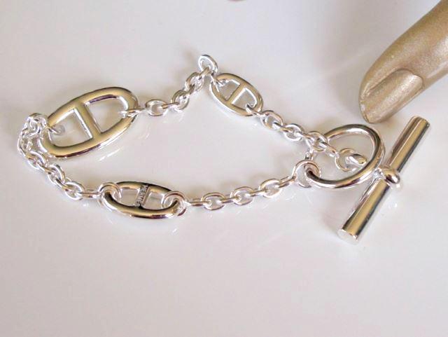 Hermes Shiny Sterling Silver Farandole Unisex Bracelet LG, NIB! - poupishop