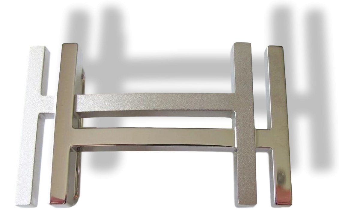 Hermes Shiny/Matt Silver H au Carre Belt Buckle, New! - poupishop
