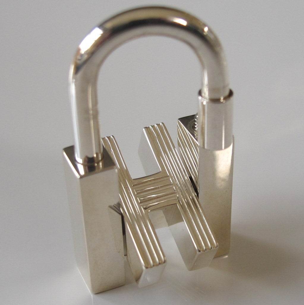 Hermes Silver H Cadenas Key Ring, Bag Charm, New! - poupishop