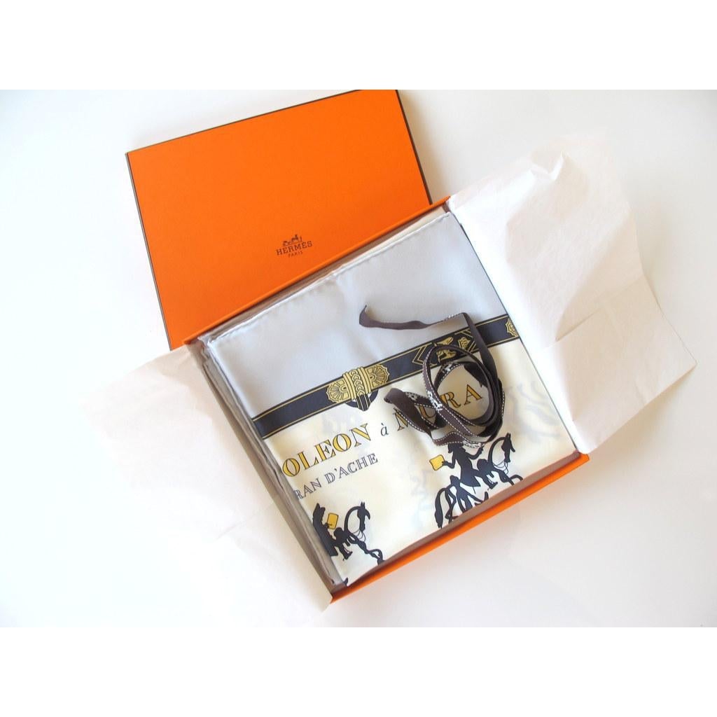 Hermes Silver Lettres Napoleon à Murat Twill 90cm, NIB! - poupishop