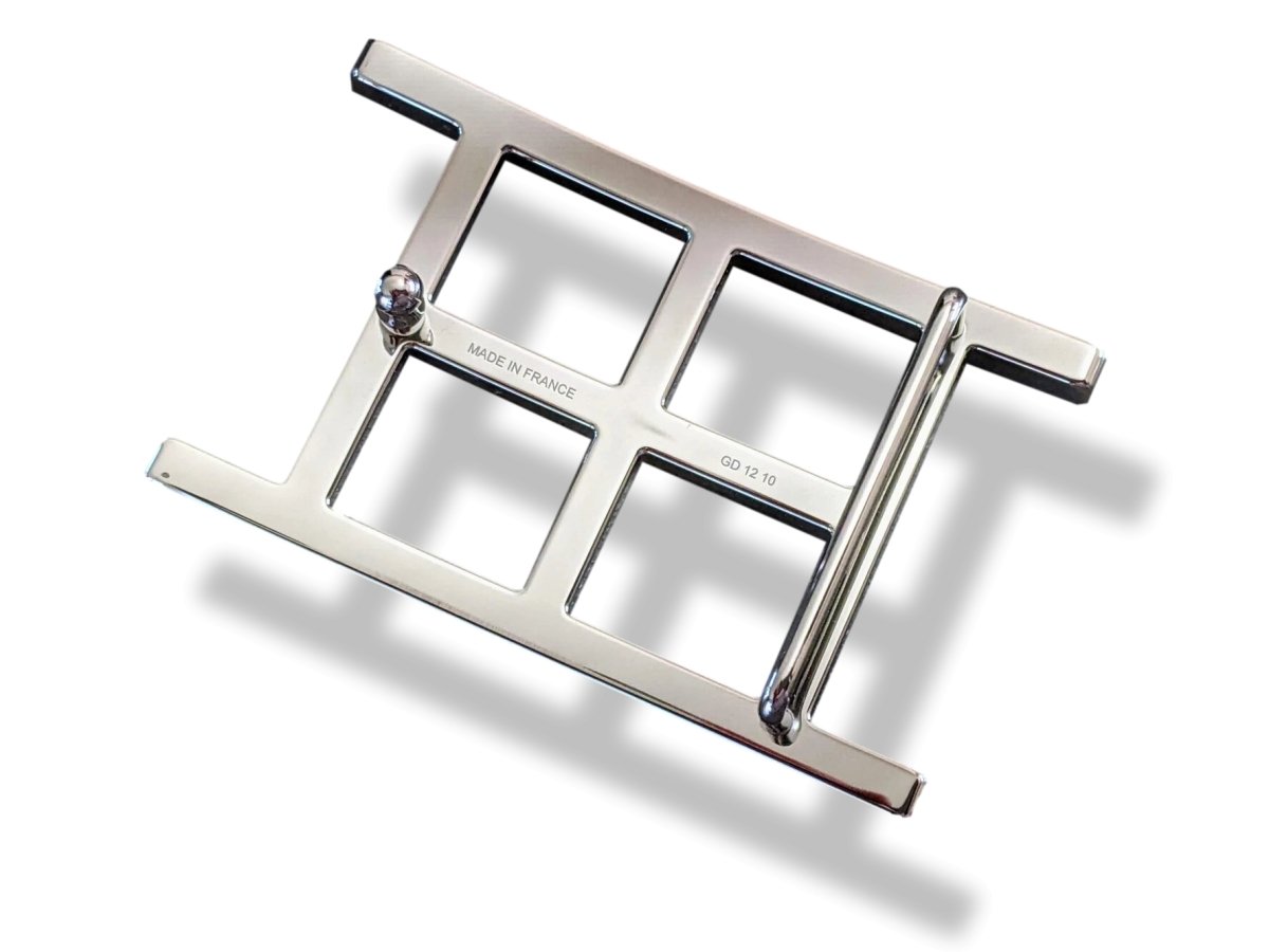 Hermes Silver Mat and Brilliant INSIDE H Belt Buckle 32 mm, New in White Box! - poupishop