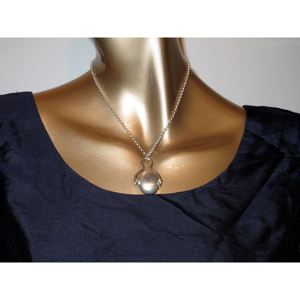 Hermes Silver Necklace Pendant Galet Mors - poupishop