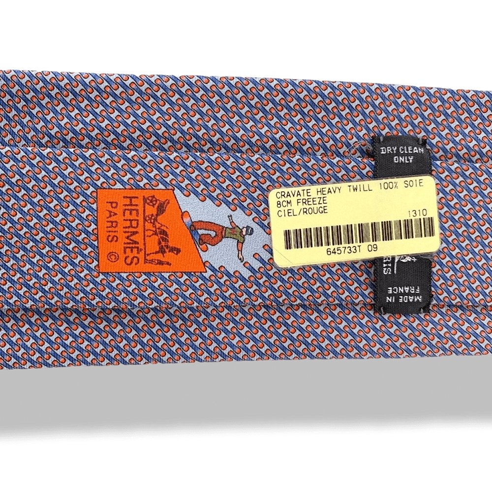 Hermes Sky Red FREEZE Twill Silk Tie, NWT in Pochette! - poupishop