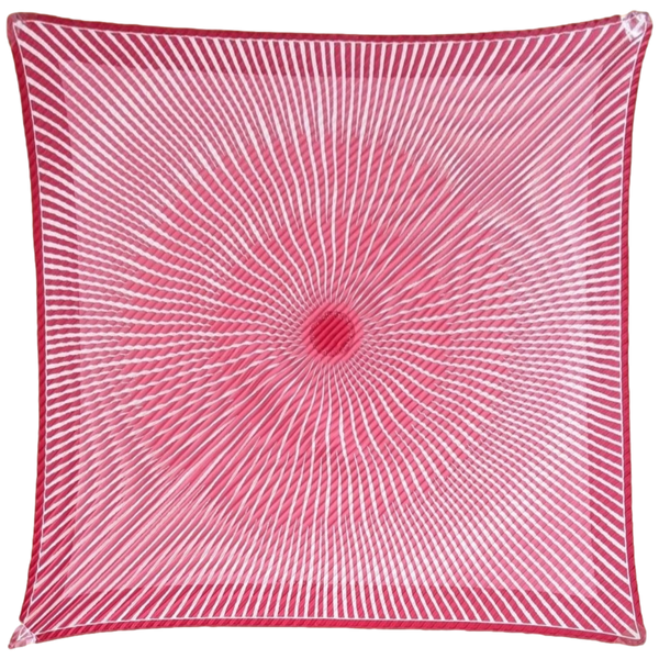 Hermes 2003 Rouge Framboise/Rose/Blanc SOLEIL by Fred Rawyler Pleated Plisse Twill 90cm