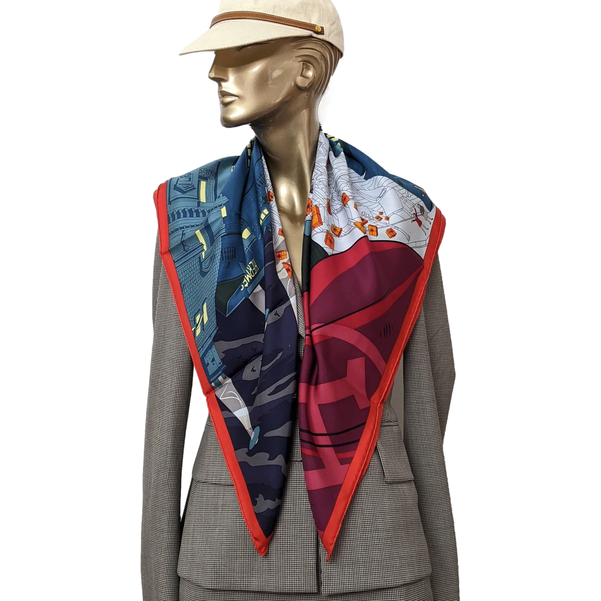 Hermes 2017 Rouge/Vert "Space Shopping au Faubourg" by Dimitri R. Twill 90cm