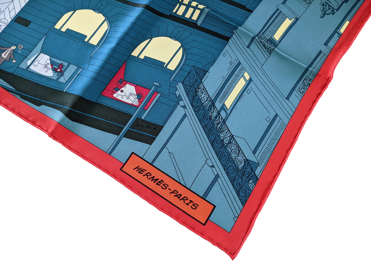 Hermes 2017 Rouge/Vert "Space Shopping au Faubourg" by Dimitri R. Twill 90cm