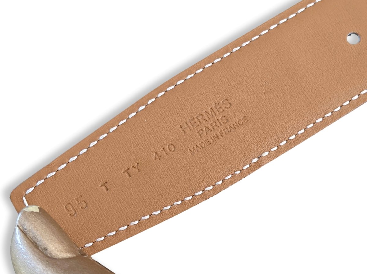 Hermes Special Black Matt with Orange Liseret/Gold Calfskin Reversible Leather Strap for Belt 32mm Sz95, RARE in Box! - poupishop