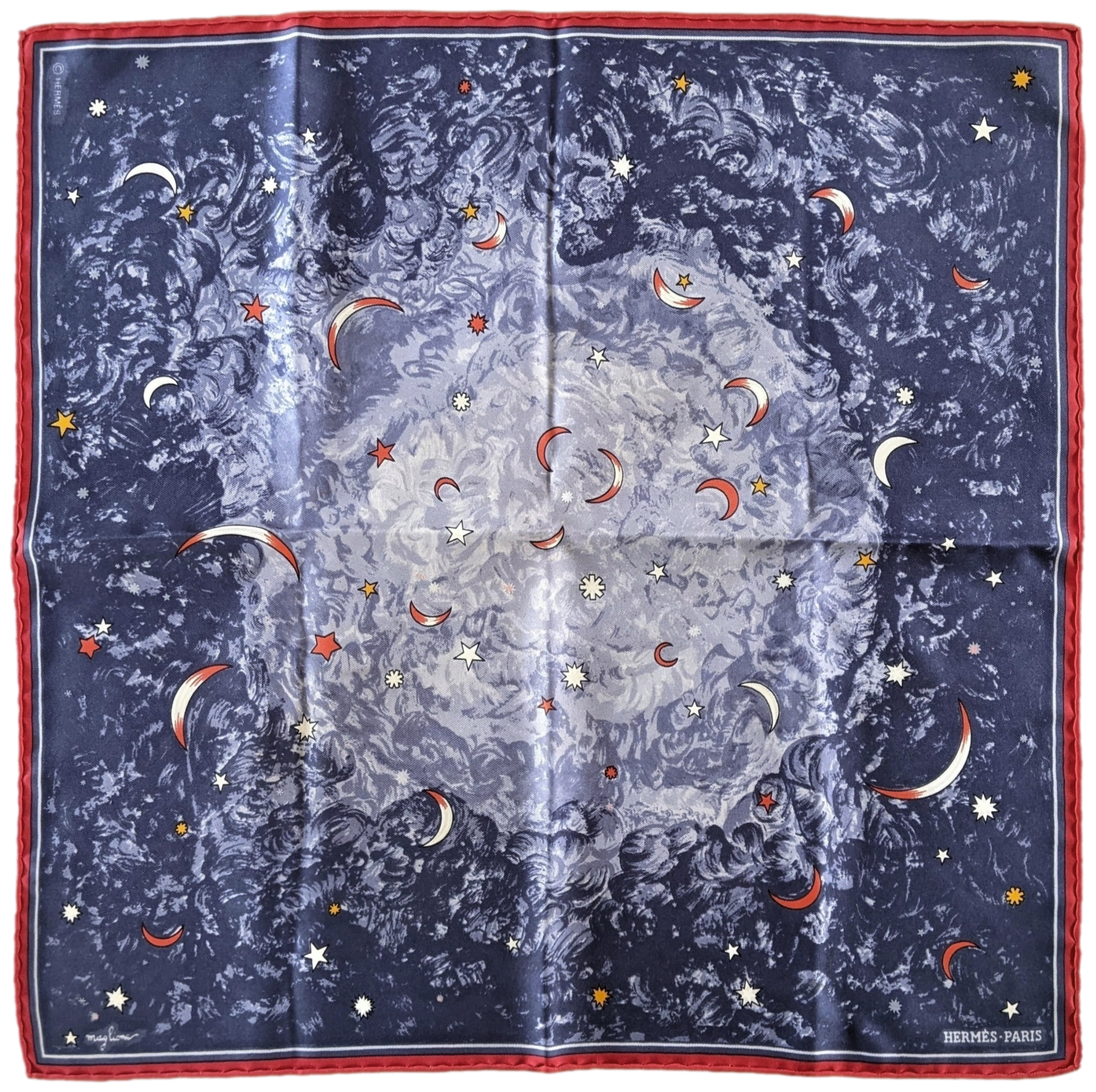 Hermes 1999 Bleu/Rouge Special Issue "Annee des Etoiles" by Maglione Twill 45cm