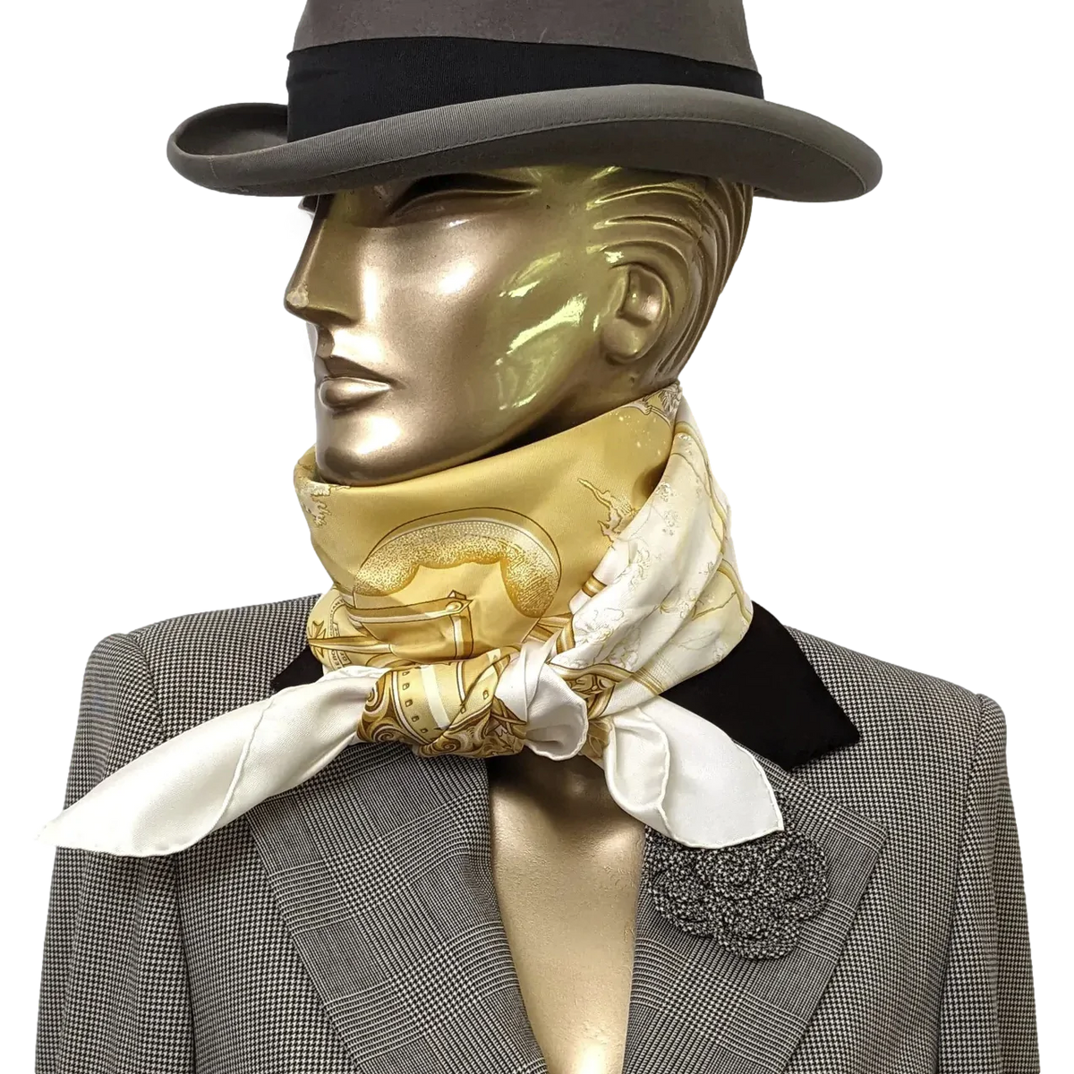 Produits Hermes 2005 Special Ltd. Issue for 250th Anniversary of Vacheron Constantin "Chariot" by Toutsy Blanc Matte Overlay Twill 90cm