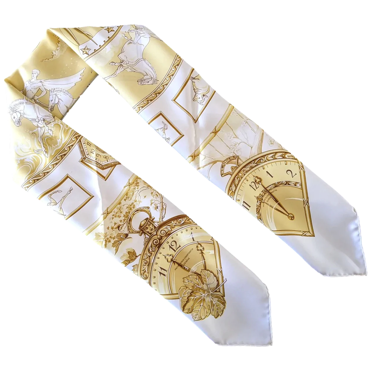 Produits Hermes 2005 Special Ltd. Issue for 250th Anniversary of Vacheron Constantin "Chariot" by Toutsy Blanc Matte Overlay Twill 90cm