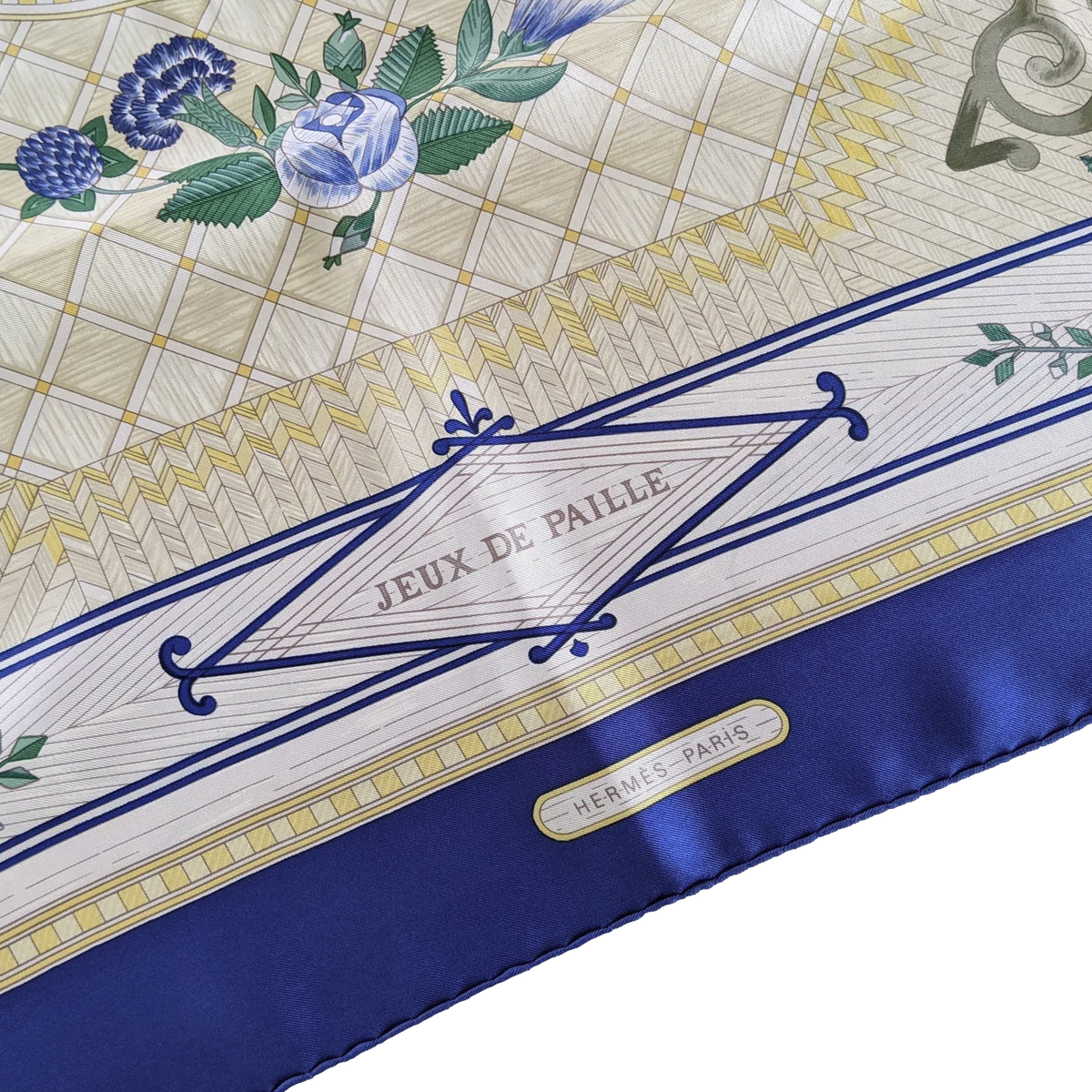 Hermes 1980s Special Issue for the Cercle Munster "Jeu de Paille" by F. de La Perrière Twill 90cm
