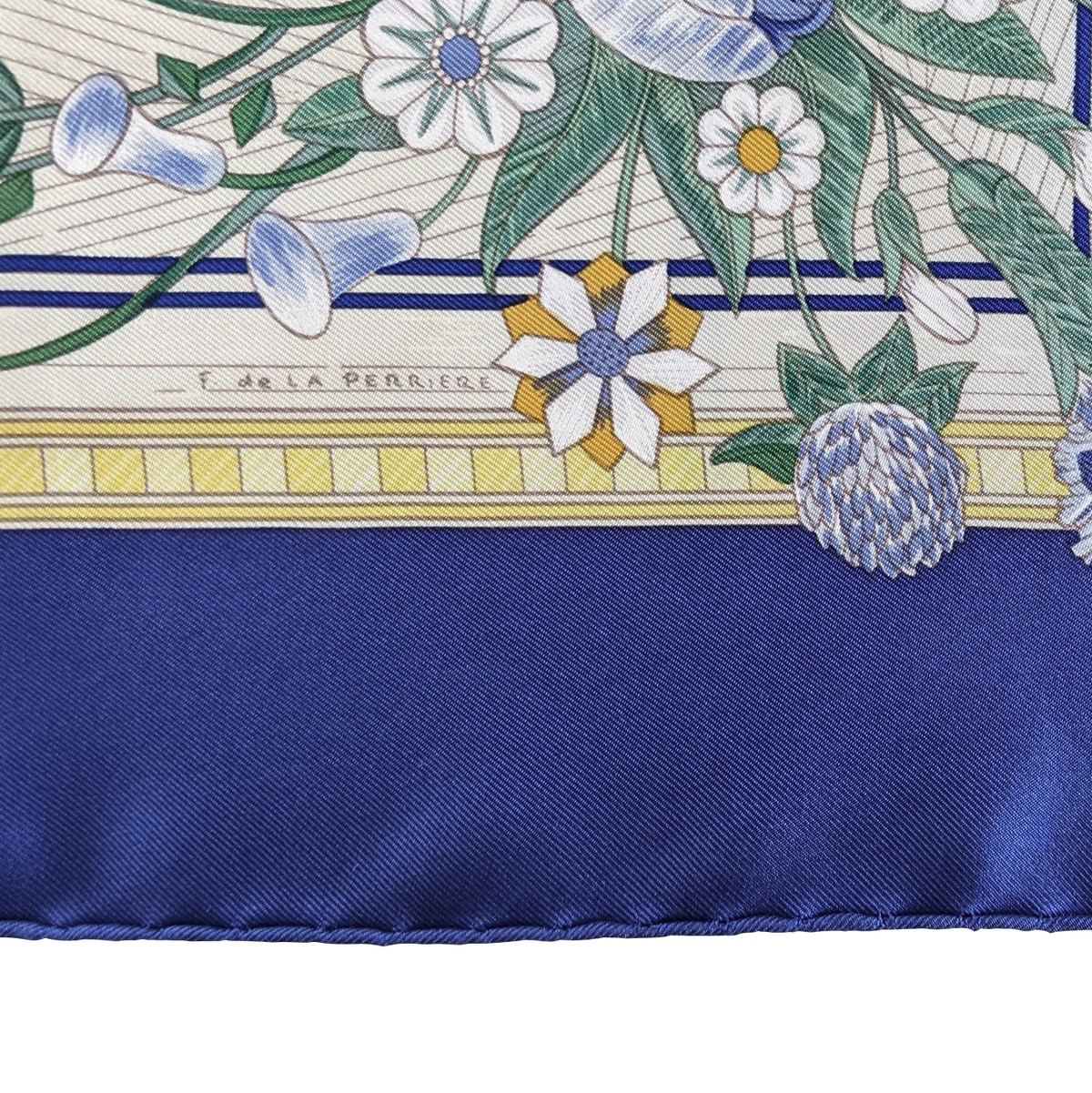 Hermes 1980s Special Issue for the Cercle Munster "Jeu de Paille" by F. de La Perrière Twill 90cm