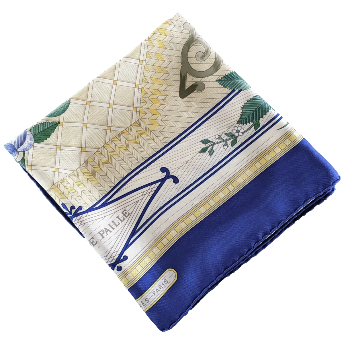 Hermes 1980s Special Issue for the Cercle Munster "Jeu de Paille" by F. de La Perrière Twill 90cm