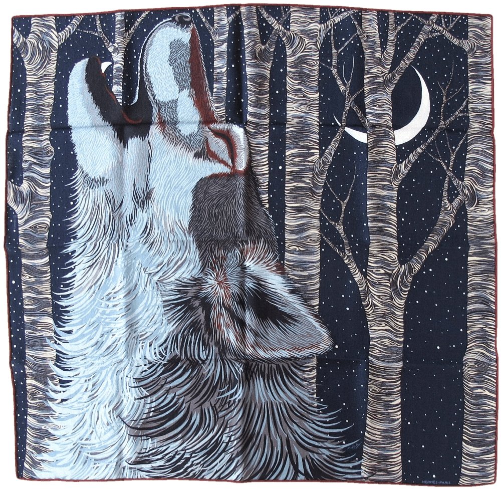 Hermes Special Issue VIP by Alice Shirley AWOOOOO Cashmere 70 cm, Rare, NIB! - poupishop