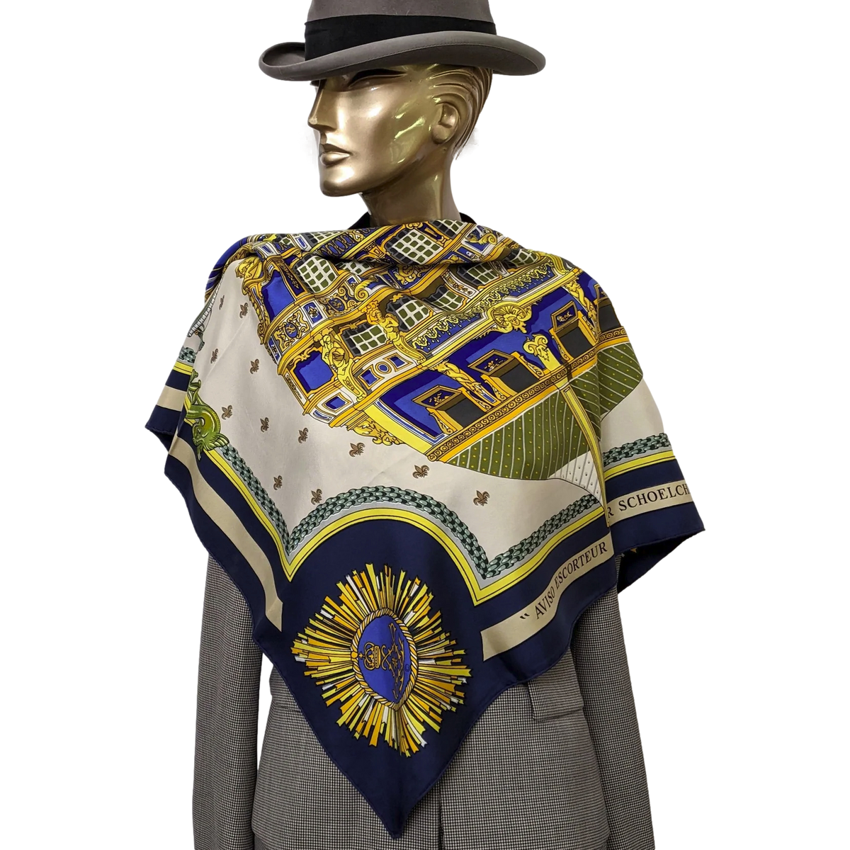 Hermes 1963 Special Issue Victor Schoelcher "Soleil Royal" by Pierre Peron Twill 90cm
