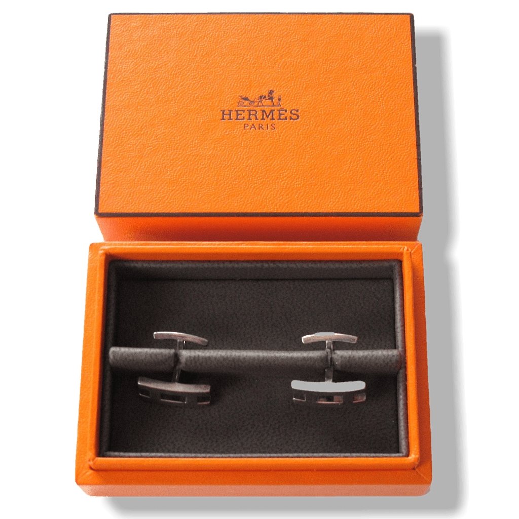 Hermes Sterling Silver Parallele Cufflinks H, NIB! - poupishop