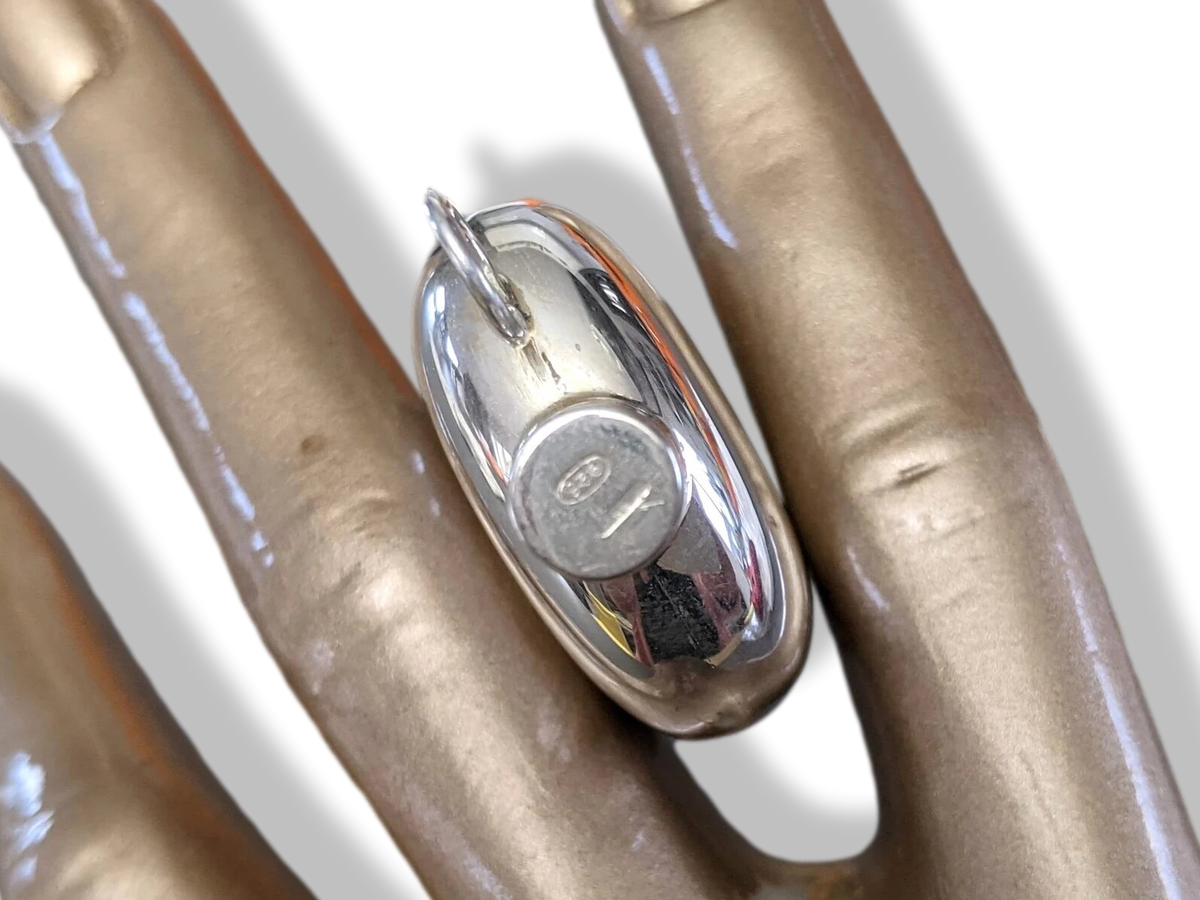 Hermes Vintage Sterling Silver PERFUME FLASK PENDANT 5,5 x 3,5 cm, Lovely Ancient Look!