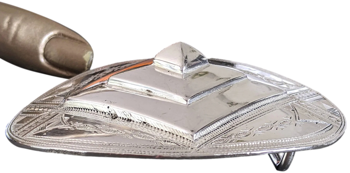 Hermes Huge Shiny Sterling Silver "Touareg" Belt Buckle 42 mm