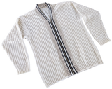 Hermes Men's Blanc/Noir/Beige Cashmere/Cotton Tennis Long-Sleeve V-Neck Cardigan SzXL