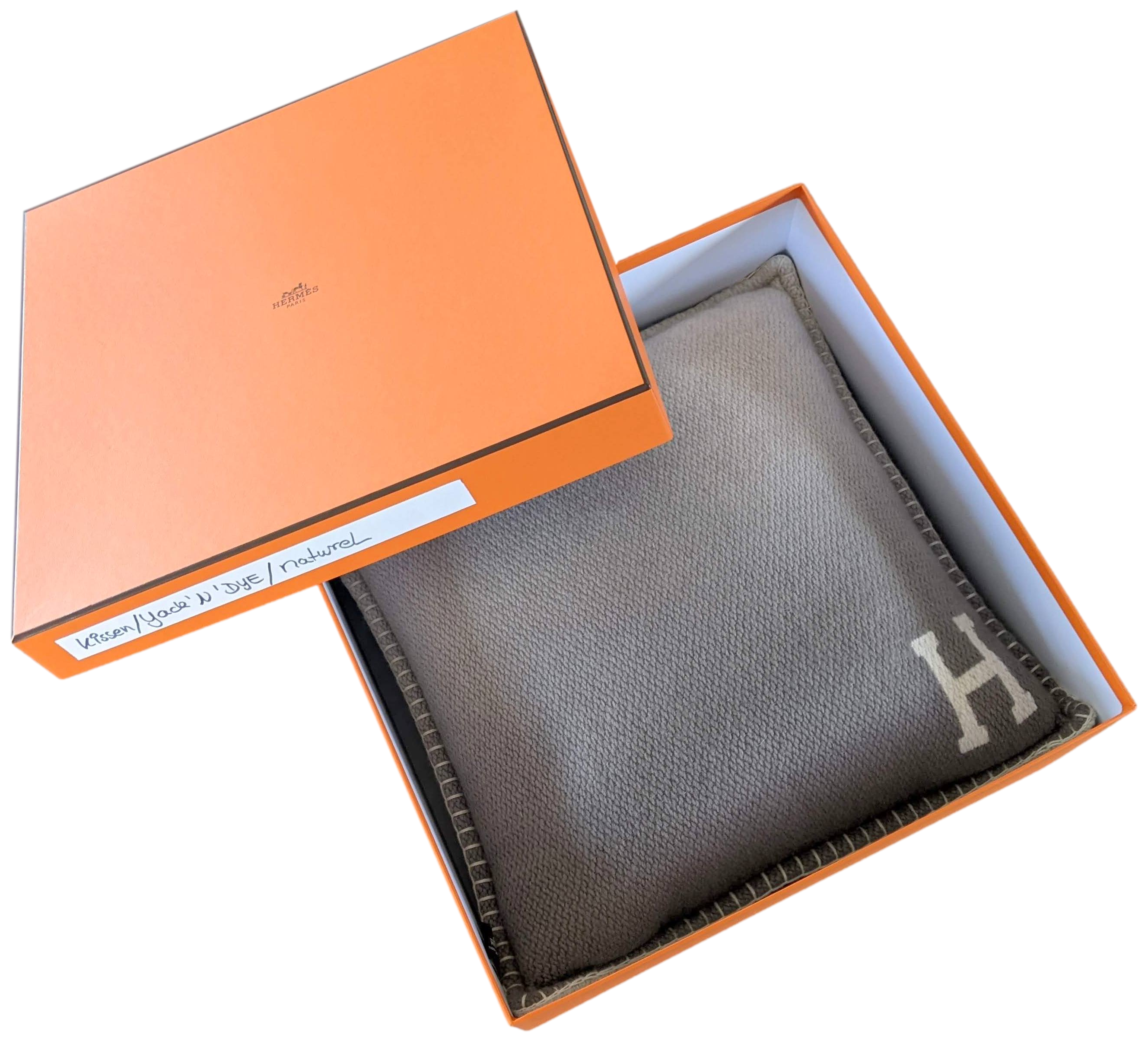 Hermes Natural/Gris/Ombre Tibetan Yack'n'Dye Pillow 43 x 43 cm