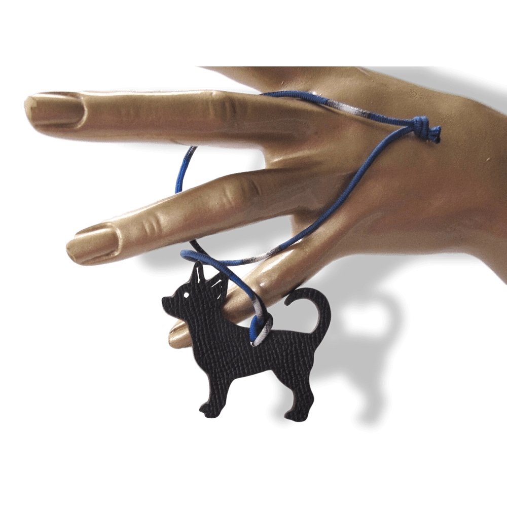 Hermes Tobacco Black Dog Chihuahua Petit H Bag Charm PM, NIB! - poupishop