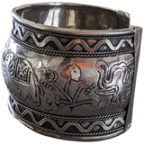 TOUAREG 1950-60s Sterling Silver "Elephants" Cuff Bracelet, Handmade in Niger