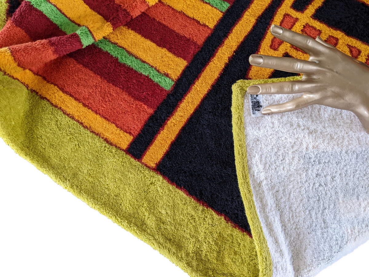 Hermes Vintage "Tribal" Cotton Terry Beach Towel 90 x 150 cm