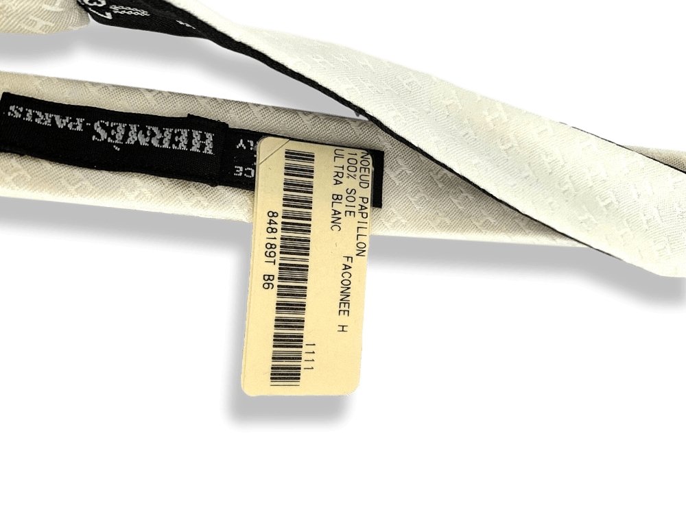 Hermes Ultra White Bow Tie FACONNEE H Adjustable Size in Jacquard Silk 6 cm, NWT in Pochette! - poupishop