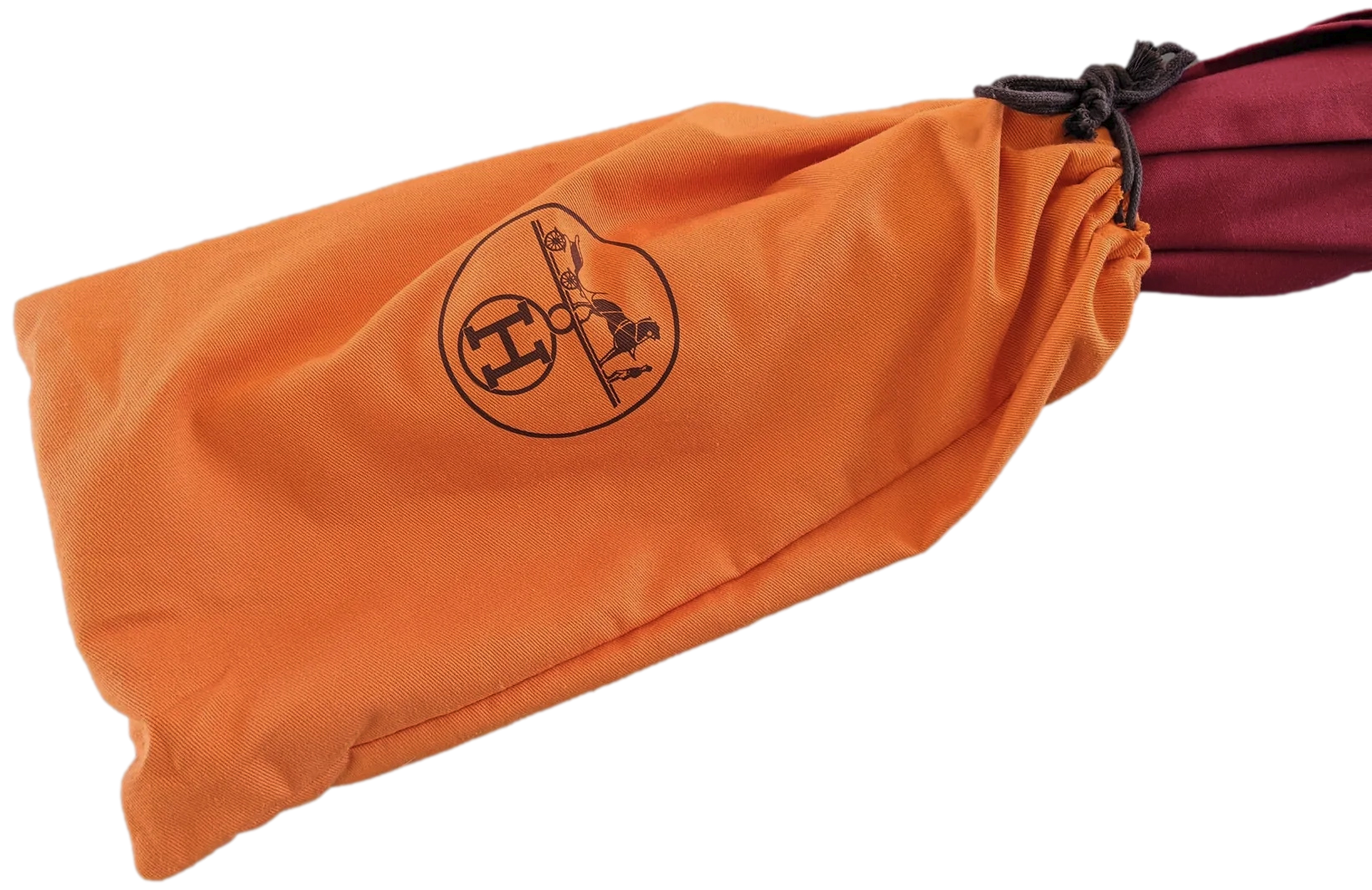 Hermes Rouge Canvas Umbrella with Natural Wood Handle, Made in England