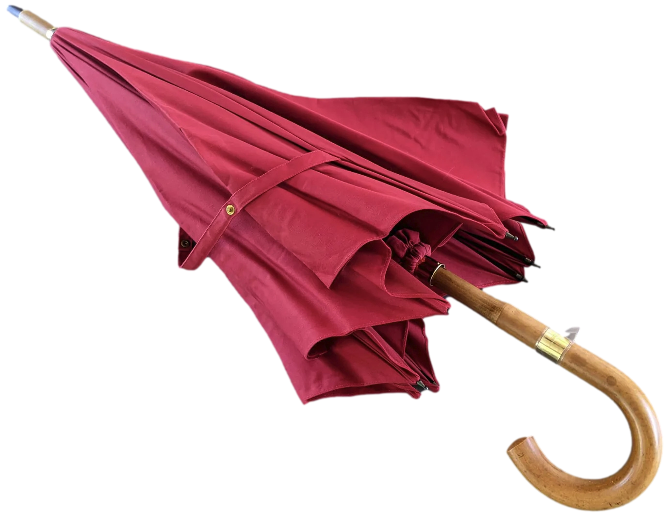 Hermes Rouge Canvas Umbrella with Natural Wood Handle, Made in England