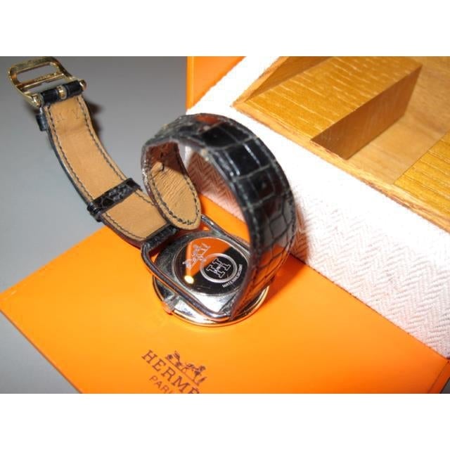 Hermes Unisex Black Crocodile Wrist Watch Arceau 33, Box! - poupishop