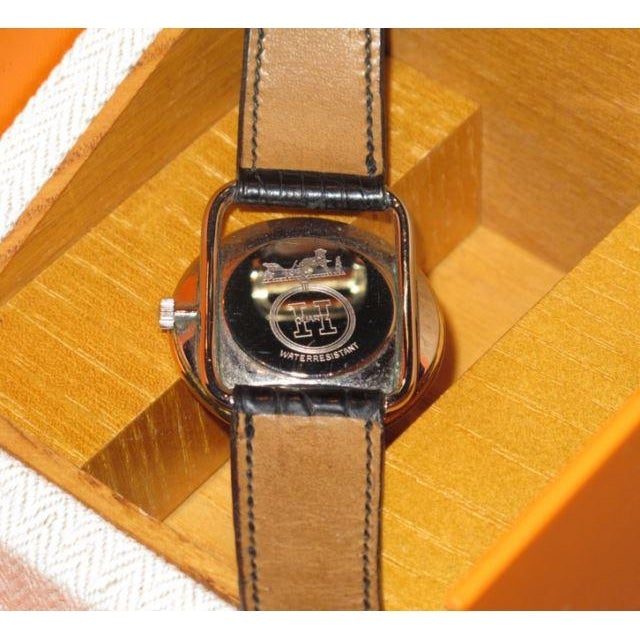 Hermes Unisex Black Crocodile Wrist Watch Arceau 33, Box! - poupishop